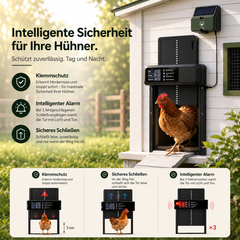 Stallwächter® Automatische Hühnerklappe – Solar, Aluminium, Raubtiersicher & Wetterfest