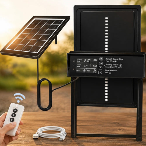 Stallwächter® Automatische Hühnerklappe – Solar, Aluminium, Raubtiersicher & Wetterfest